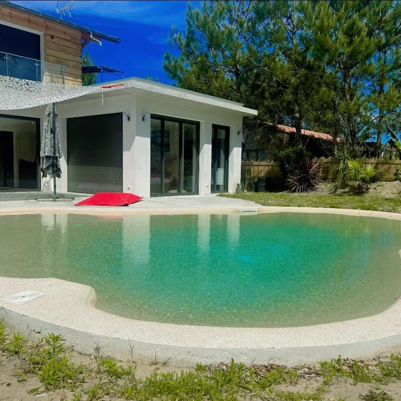 Réalisation d'un Bassin NATURASWIM de 50m² à Soustons, sur la Côte Landaise (2023)